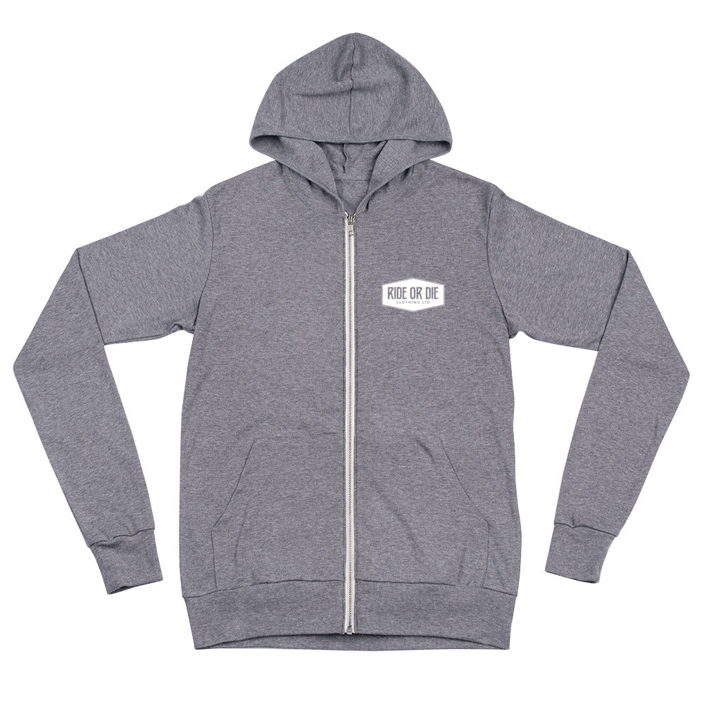 Men's Badge Grey/White Zip Hoodie